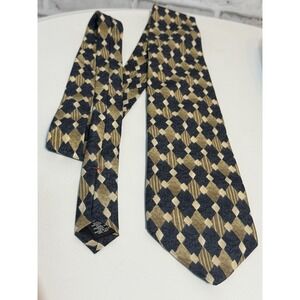 Vintage 90s George Machado Silk Tie Geometric Diamond Pattern Made in USA